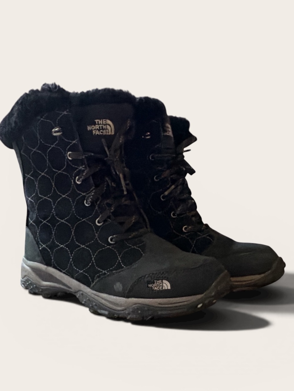 The North Face Women's Black Quilted Faux-Fur Winter Boots Women’s 7.5